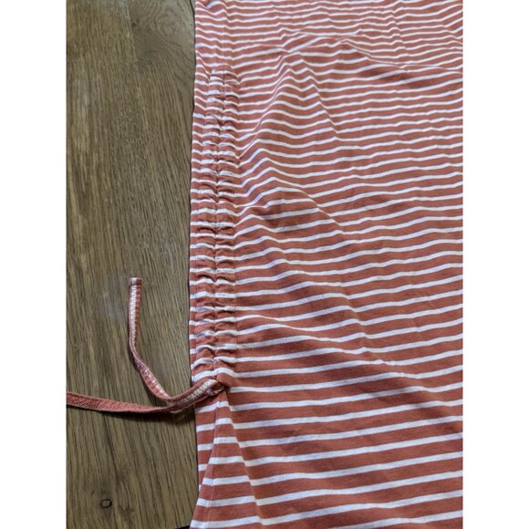 Toad &Co Muse Midi Dress Women’s M Orange Stripe Adjustable Drawcord Pocket - Picture 9 of 11